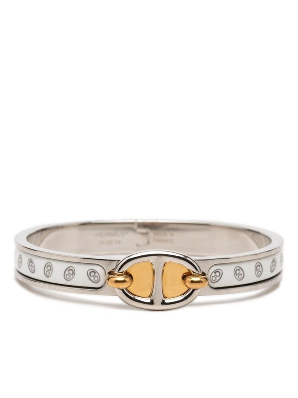 Hermes Chaine D'ancre Mini Click PM Bracelet Bangle Silver White Gold Metal